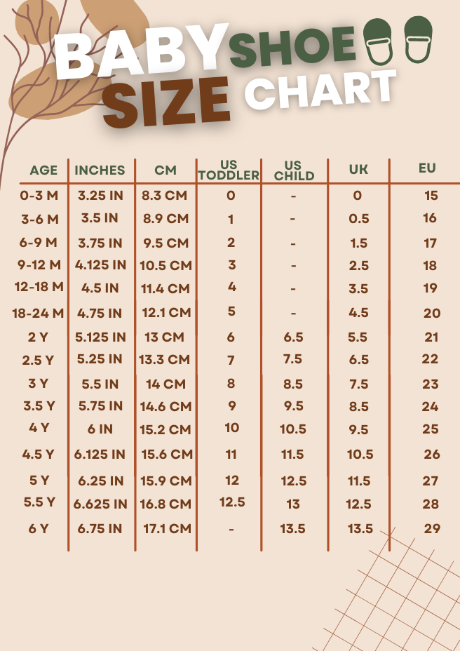 Baby Shoe Size Chart